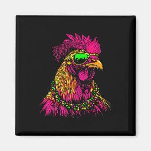 Mardi Gras Chicken Sungles Beads Farmer New Orlean Magnet