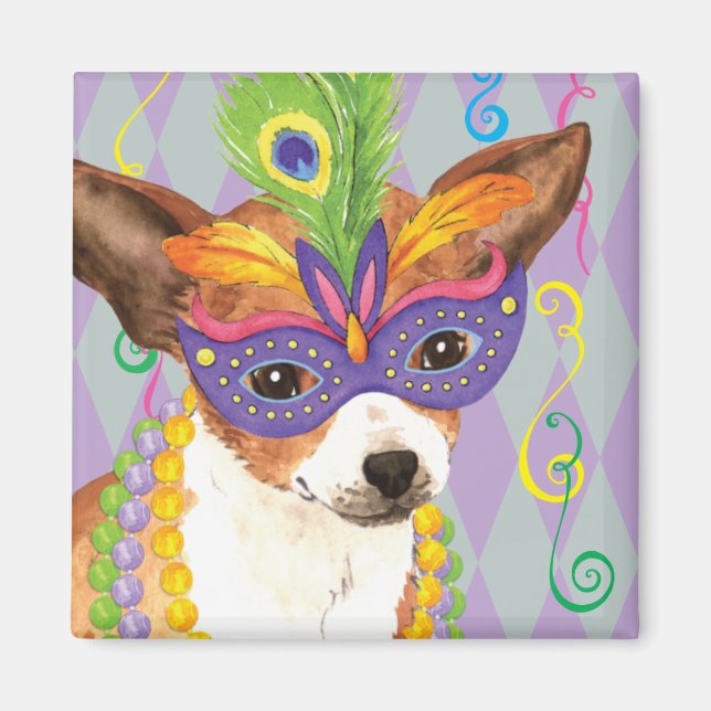 Mardi Gras Chihuahua Magnet (Front)