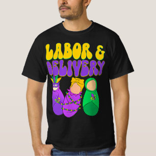 mardi gras christmas labour and delivery nurse T-Shirt