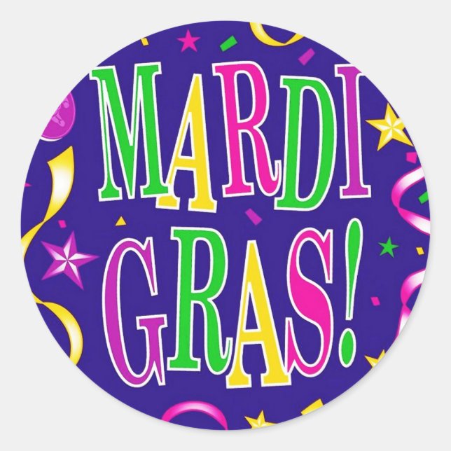 MARDI GRAS CLASSIC ROUND STICKER (Front)