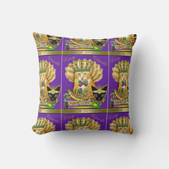 Mardi Gras Claude Throw Pillow (Front)