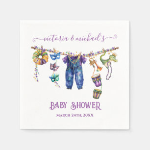Mardi Gras Clothesline boy Baby Shower Napkin
