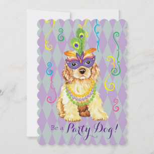 Mardi Gras Cocker Spaniel Invitation
