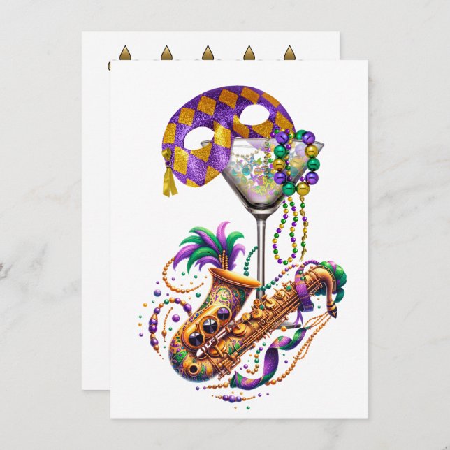 Mardi Gras - Cocktail Party Invitation (Front/Back)
