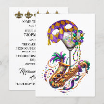 Mardi Gras - Cocktail Party Invitation