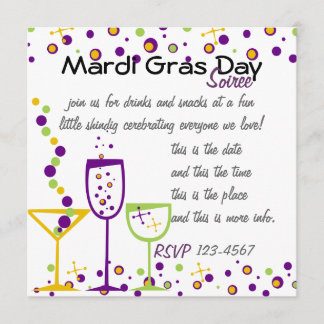 Mardi Gras Cocktails Invitation