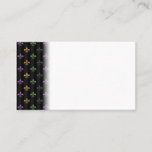 Mardi Gras Colourful Fleur De Lis Dark Vertical Business Card