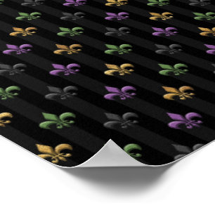 Mardi Gras Colourful Fleur De Lis Dark Vertical Poster