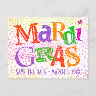 Mardi Gras Colourful Typography Party Invitation Postcard