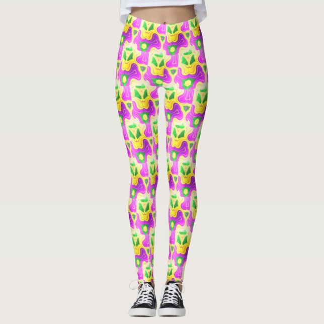 Mardi Gras Colours Abstract pattern Leggings (Front)