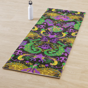 Mardi Gras Colours Damask Dragon, Butterfly, Snake Yoga Mat