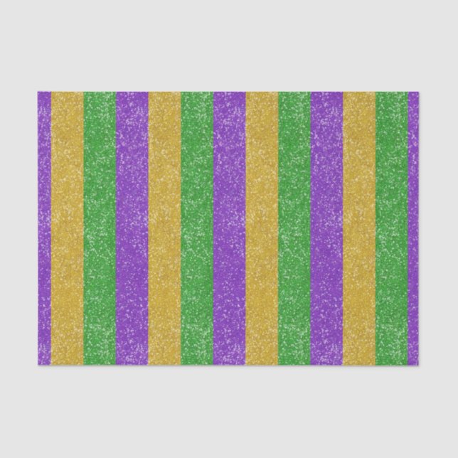 Mardi Gras Colours Glitter Stripe Bling Tissue Paper (Front)