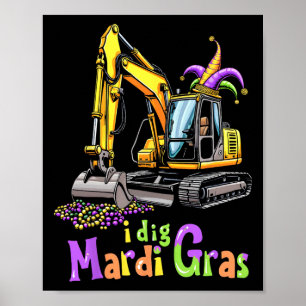 Mardi Gras Construction Truck Cute Vehicle Boys Ki Poster