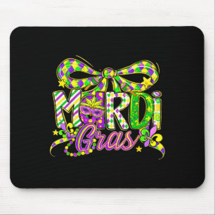Mardi Gras Coquette Bow Carnival Typography Girl W Mouse Mat
