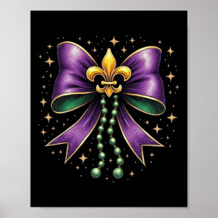 Mardi Gras Coquette Bow Fat Happy Mardi Gras  Poster