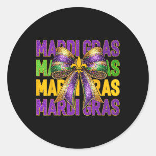 Mardi Gras Coquette Bow Fat Tuesday New Orleans 1 Classic Round Sticker