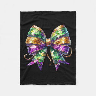 Mardi Gras Coquette Bow Fat Tuesday New Orleans Fu Fleece Blanket
