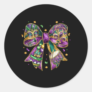 Mardi Gras Coquette Bow Fat Tuesday New Orleans Ki Classic Round Sticker