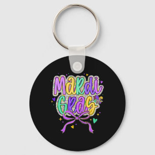 Mardi Gras Coquette Bow Fat Tuesday New Orleans Ki Key Ring