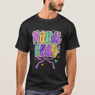 Mardi Gras Coquette Bow Fat Tuesday New Orleans Ki T-Shirt