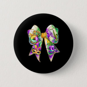 Mardi Gras Coquette Bow Fat Tuesday New Orleans Wo 6 Cm Round Badge