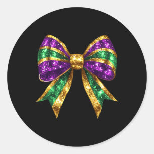 Mardi Gras Coquette Bow Fat-tuesday New Orleans Wo Classic Round Sticker