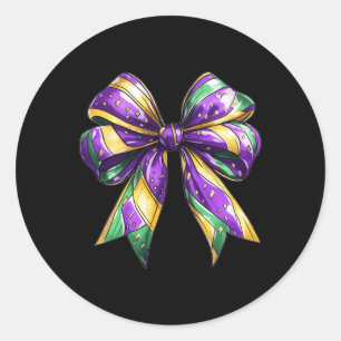 Mardi Gras Coquette Bow Fat Tuesday New Orleans Wo Classic Round Sticker