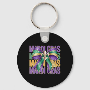 Mardi Gras Coquette Bow Key Ring