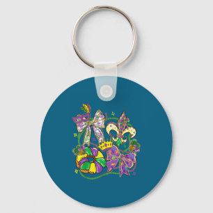 Mardi Gras Coquette Bow King Key Ring