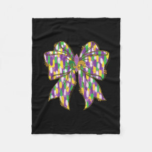 Mardi Gras Coquette Bow Louisiana Festival Women G Fleece Blanket