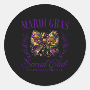 Mardi Gras Coquette Bow Louisiana New Orleans Wome Classic Round Sticker