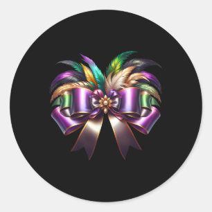 Mardi Gras Coquette Bow New Orleans Coquette Bow M Classic Round Sticker