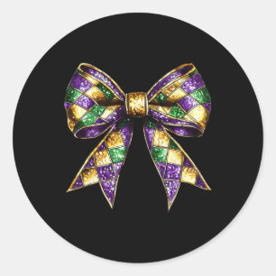 Mardi Gras Coquette Bow New Orleans Fat Tuesday Wo Classic Round Sticker