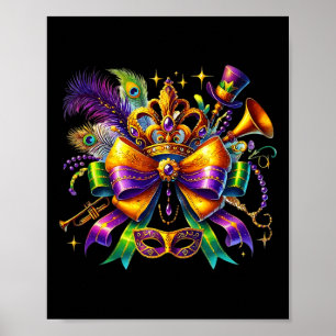 Mardi Gras Coquette Bow New Orleans Women Kids Gir Poster