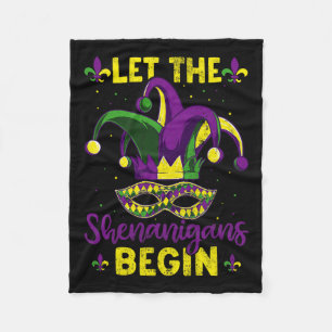 Mardi Gras Costume Let The Shenanigans Begin Mardi Fleece Blanket