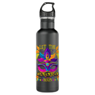 Mardi Gras Costume Let The Shenanigans Begin Mask 710 Ml Water Bottle