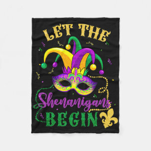 Mardi Gras Costume Let The Shenanigans Begin Mask  Fleece Blanket