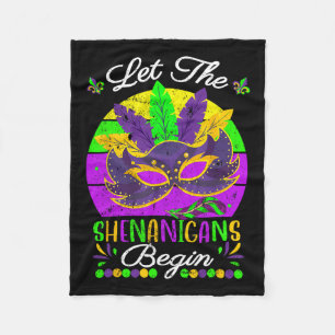 Mardi Gras Costume Let The Shenanigans Begin Mask  Fleece Blanket