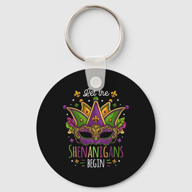 Mardi Gras Costume Let The Shenanigans Begin Mask  Key Ring (Front)