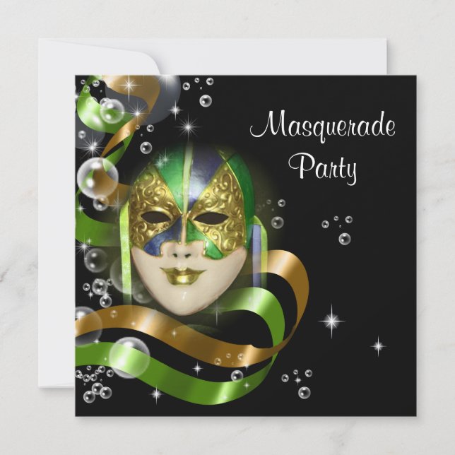 Mardi Gras costume mask PERSONALIZE Invitation (Front)