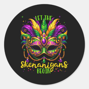 Mardi Gras Costume Outfit Toddler Let The Shenanig Classic Round Sticker
