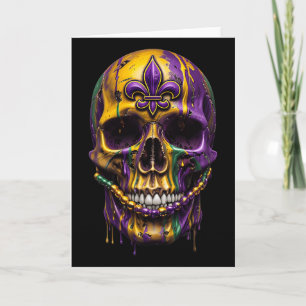 Mardi Gras Costume Sugar Skull Carnival Halloween Card