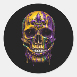 Mardi Gras Costume Sugar Skull Carnival Halloween Classic Round Sticker