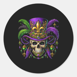 Mardi Gras Costume Sugar Skull Carnival Halloween  Classic Round Sticker