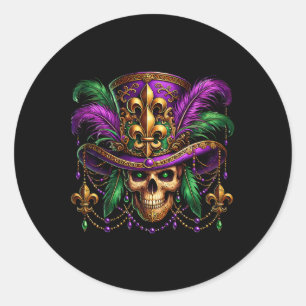 Mardi Gras Costume Sugar Skull Carnival Halloween  Classic Round Sticker