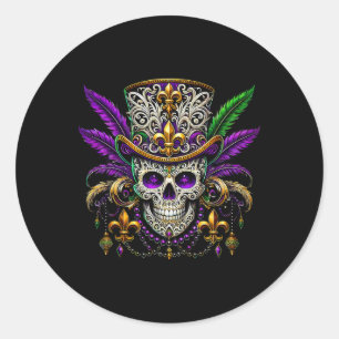 Mardi Gras Costume Sugar Skull Carnival Halloween Classic Round Sticker