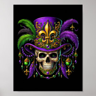 Mardi Gras Costume Sugar Skull Carnival Halloween Poster