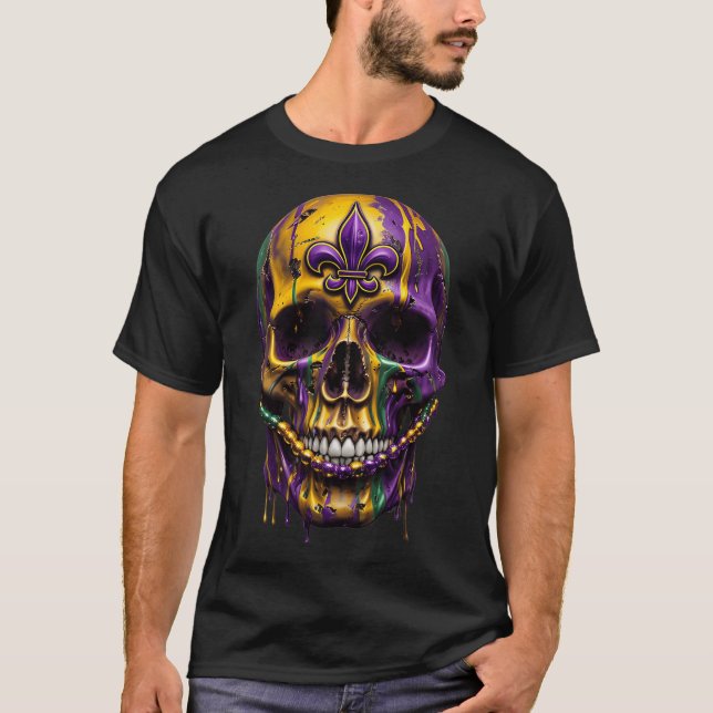 Mardi Gras Costume Sugar Skull Carnival Halloween  T-Shirt (Front)