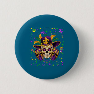 Mardi gras costume sugar skull carnival new orlean 6 cm round badge