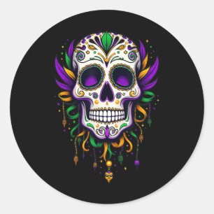 Mardi Gras Costume Sugar Skull Carnival New Orlean Classic Round Sticker